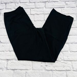 Land's End Flat Front Straight Dress Pants Size 10 Black High Rise Stretch